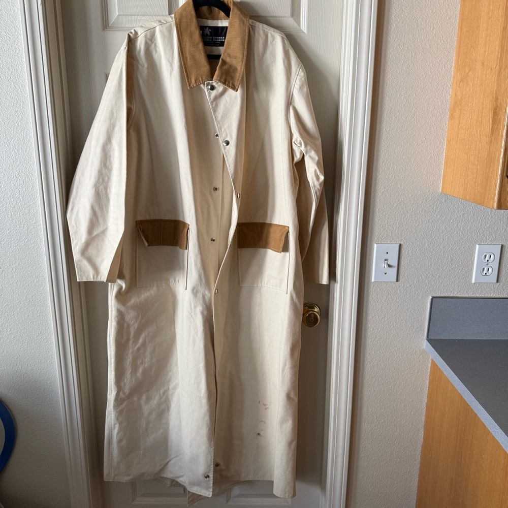 Vintage Ghost Riders Western Duster, Mens’ Lrg, Cream & Brown, Cowboy, Western